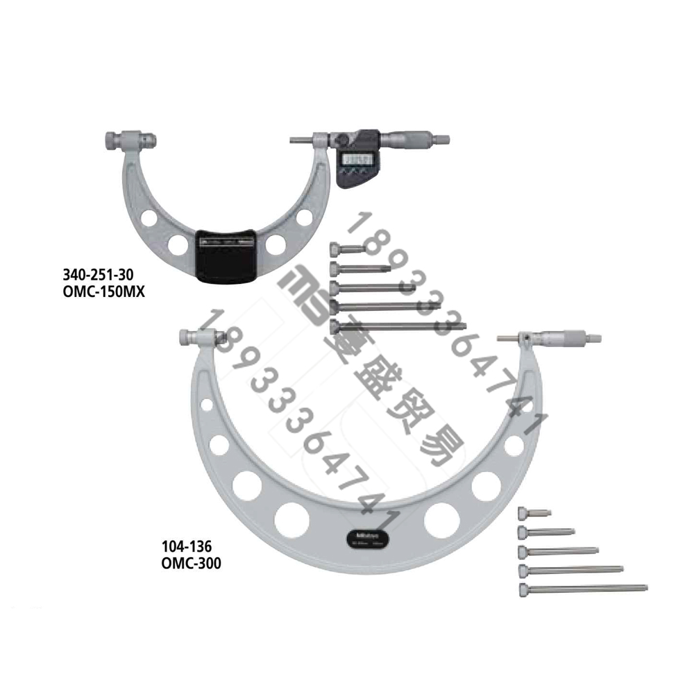 供應Mitutoyo三豐外(wài)徑千分(fēn)尺340, 104系列 — 帶有(yǒu)可(kě)更換測砧OMC-MX/MB · OMC
